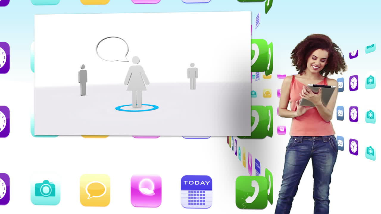 Smiling women using their tablet pcs