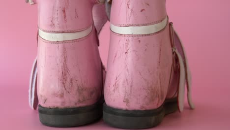 pink worn shoes