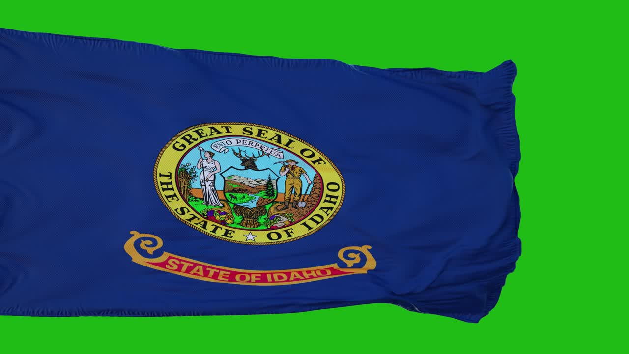 bandera de idaho en pantalla verde. perfecto para su propio fondo usando pantalla verde. renderización 3d