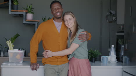 happy couple in kitchen