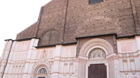 close-up shot of architectural details on san petronio basilica’s exterior facade