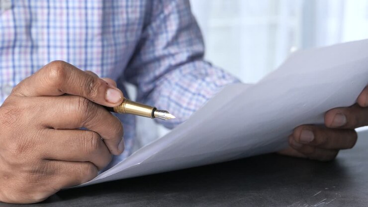 Person reviewing documents