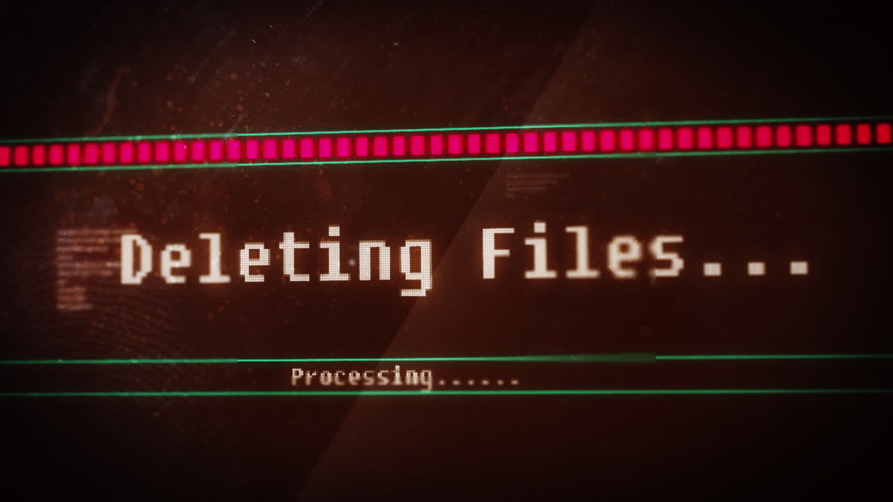 animación de la eliminación de archivos procesamiento de texto interfaz digital parpadeante