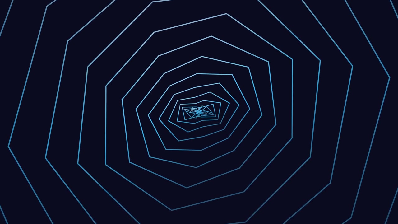 Abstract Tunnel of Glowing Blue Geometric Lines