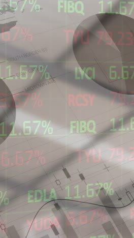 animación del procesamiento de datos financieros y el mercado de valores en un almacén vacío