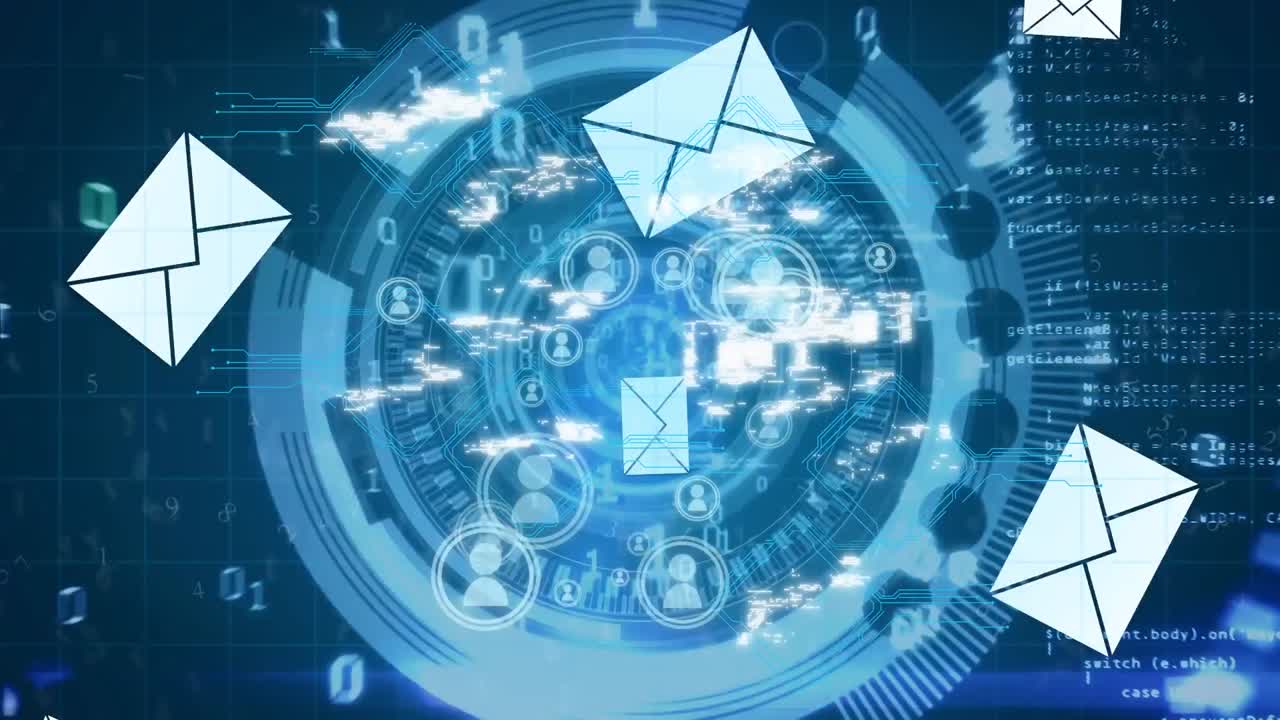 animación del escaneo de alcance con red de conexiones