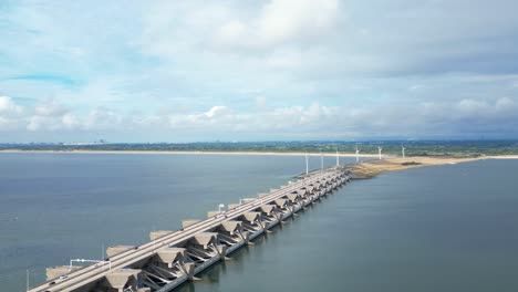 Aerial-View-Of-Haringvlietdam-Crossing-The-Haringvliet