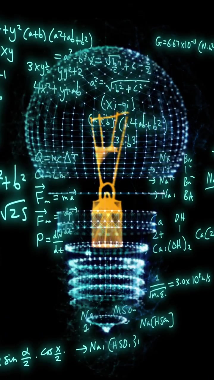 Animation of light bulb and mathematical data processing