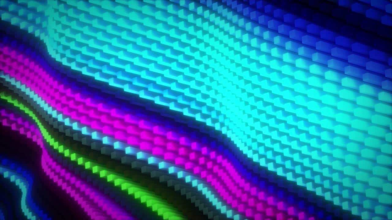 Abstract Neon Hexagon Wave Background