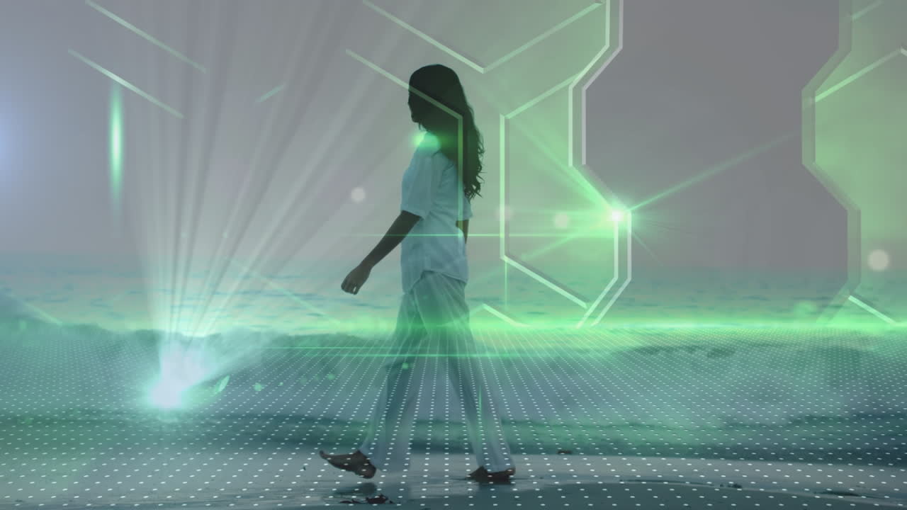 해변에서 는 두 인종의 여성에 대한 모양의 애니메이션