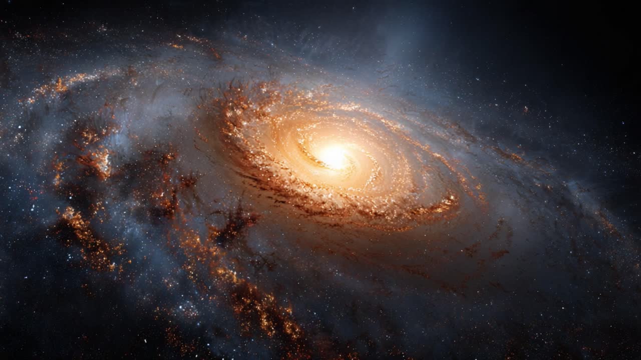 Stunning Cosmic Beauty: A Hypnotic Spiral Galaxy Illuminates the Vast Expanse of Space with Its Radiant Core and Formidable Arms of Stars and Dust