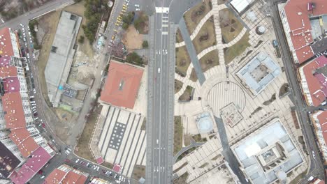 vista del avión no tripulado de la plaza de la república