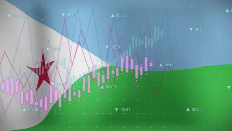 Animation-of-graph-processing-data-over-flag-of-djibouti