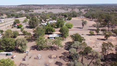 aerial view of a very small country town in the australian outback