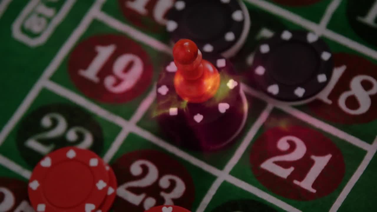 animación de pilas de fichas de juegos de casino a bordo