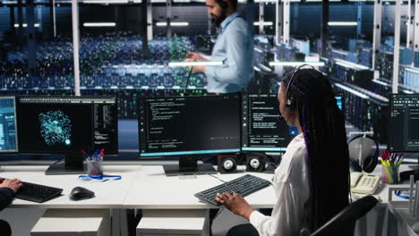 data center computer scientist using ai assistant to provide user support