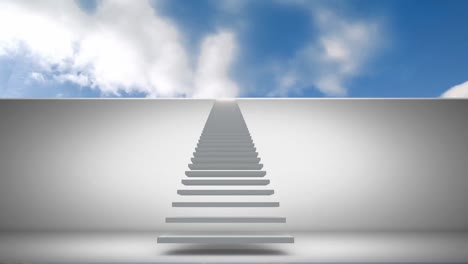 animación de escaleras blancas sobre las nubes