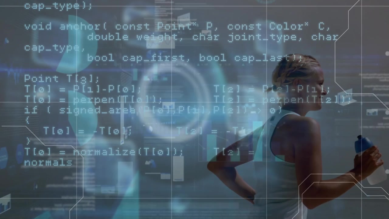 Animation of statistics and data processing on grey background