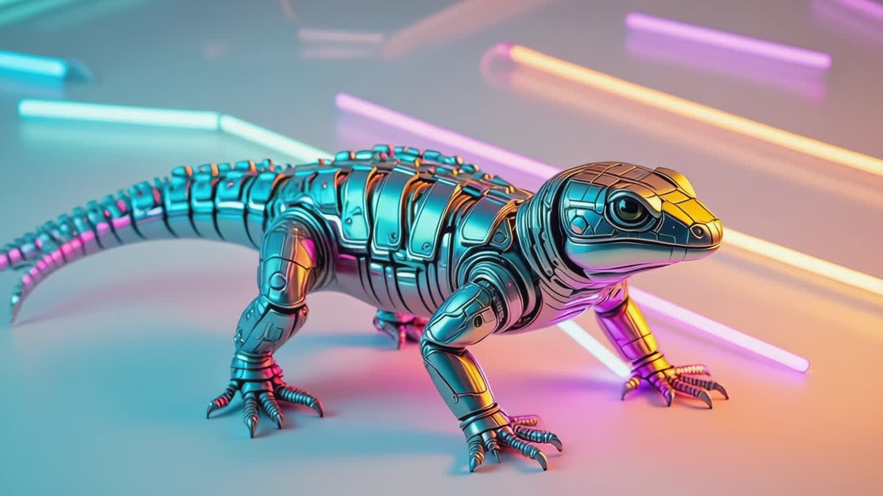 Robotic Lizard with Neon Lights