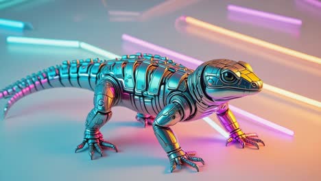 robotic lizard with neon lights
