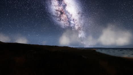 la galaxia de la vía láctea sobre una isla tropical