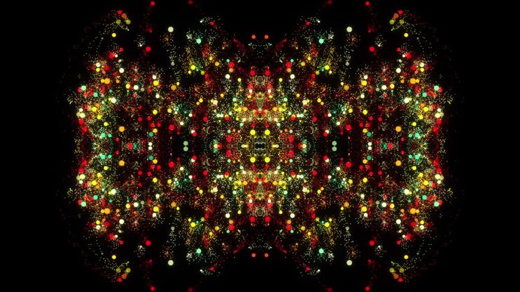 Trafori caleidoscopici di particelle colorate