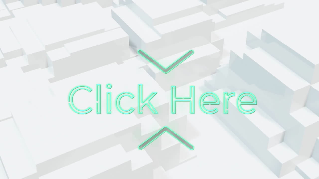 Animation of arrows with Click Here text over geometric white background