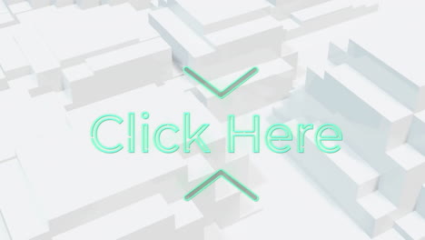 animation of arrows with click here text over geometric white background