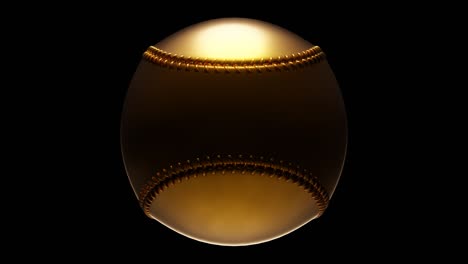 gold baseball ball isolated on black background.