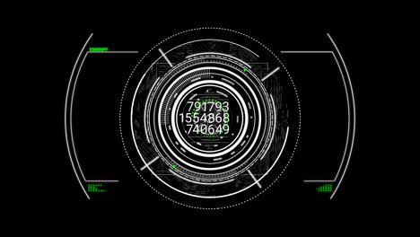 animation of scope scanning and data processing on black background