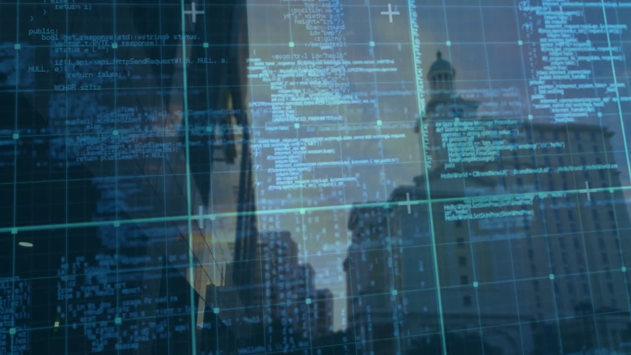 Animation of network of connections over cityscape