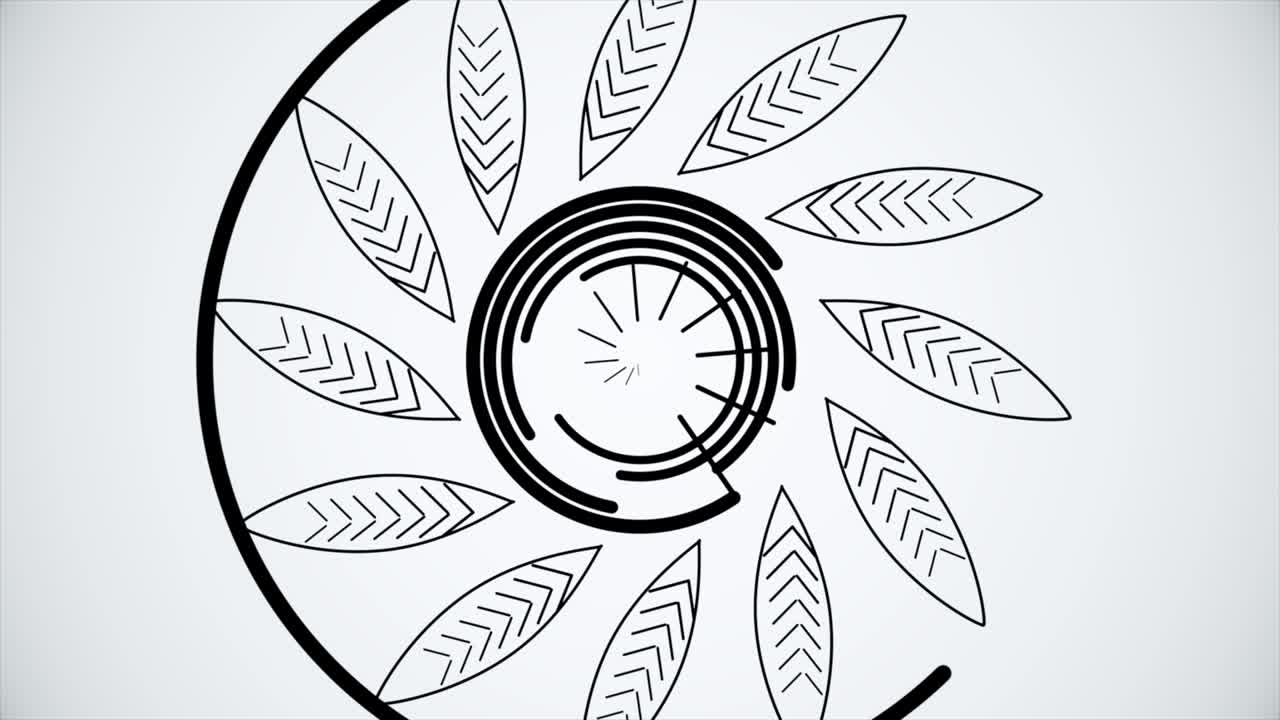 검은색과 색의 동심선으로 그림을 그리는 배경. 그림의 추상화