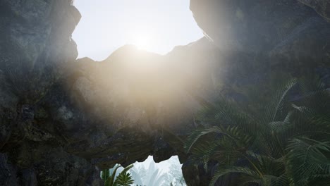 sun light inside mysterious cave