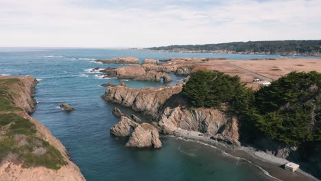 Static-aerial-view-of-Mendocino-Headlands-State-Park-coastline