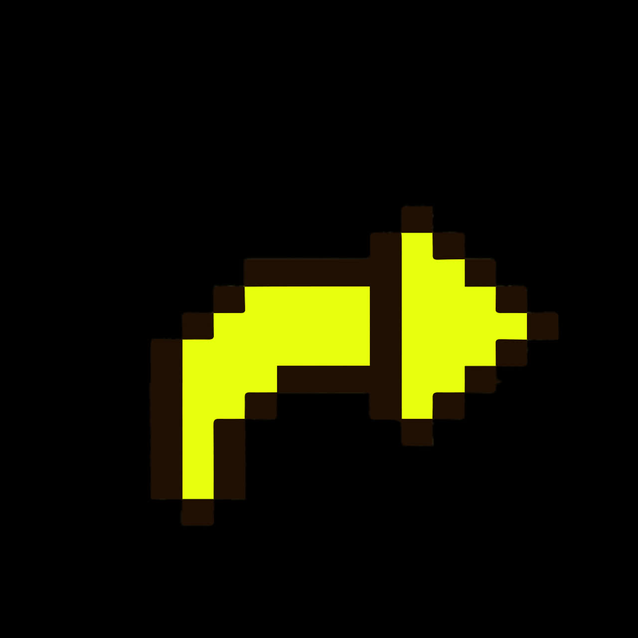 Pixelated Arrow Icon with Glitch Effect on Black Background