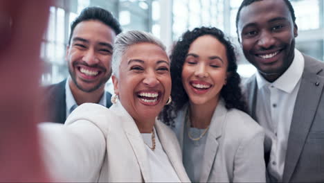 business people, face and group selfie for social
