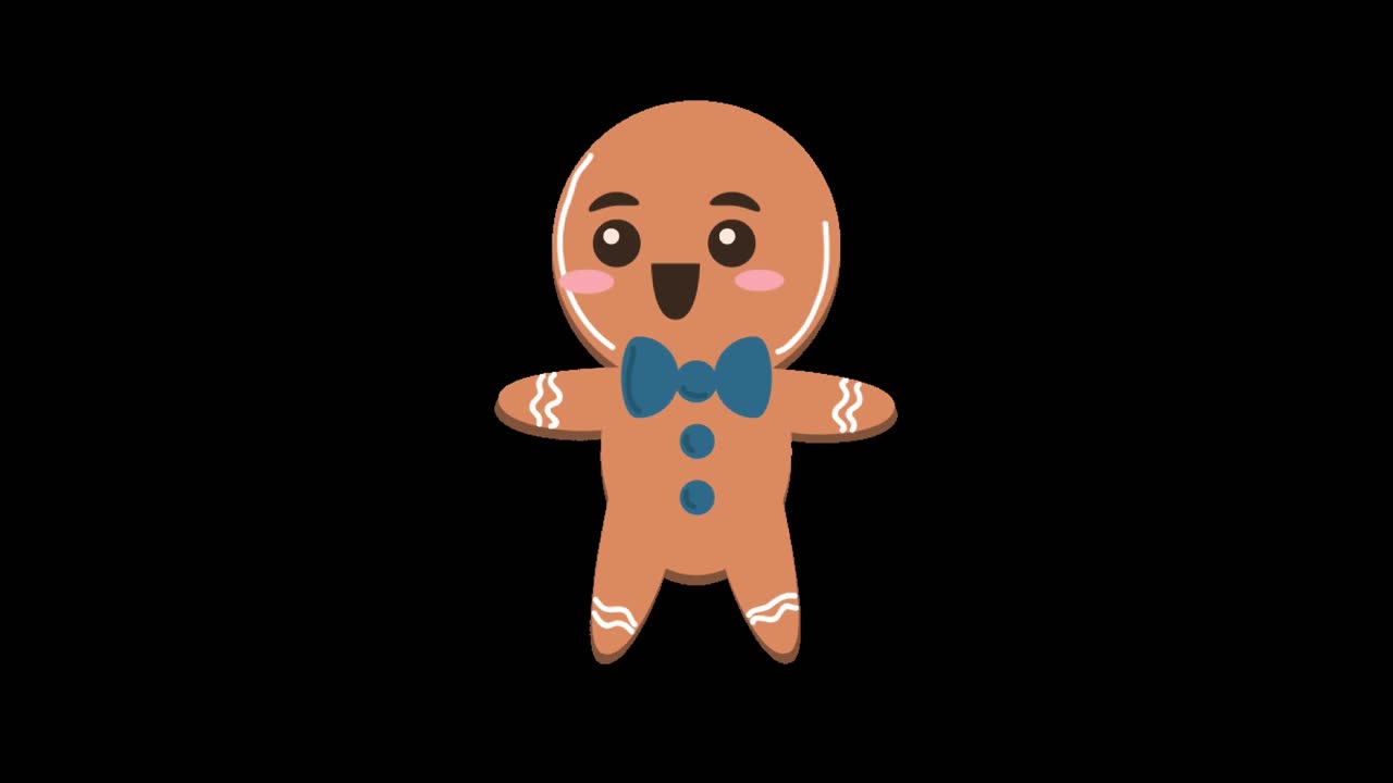 점프 생강 빵 남자 크리스마스 애니메이션 검은 화면 4k