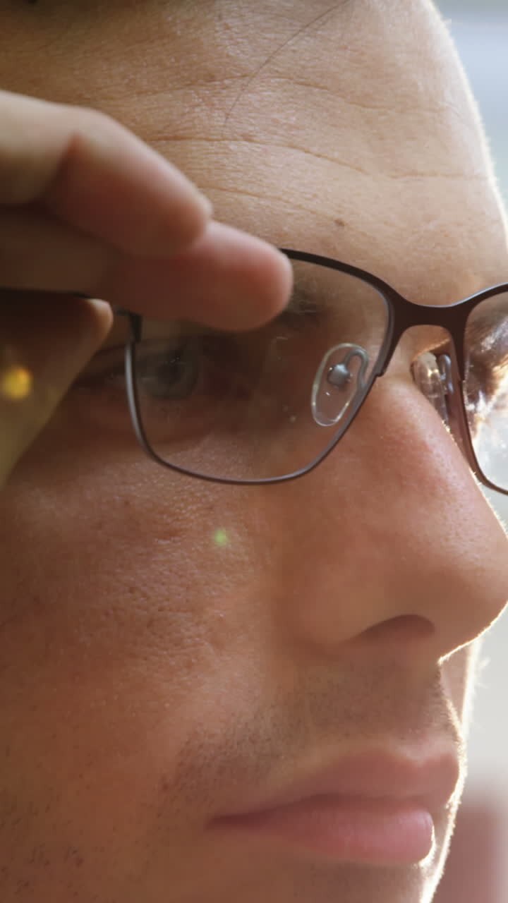 Close-up of customer trying spectacles