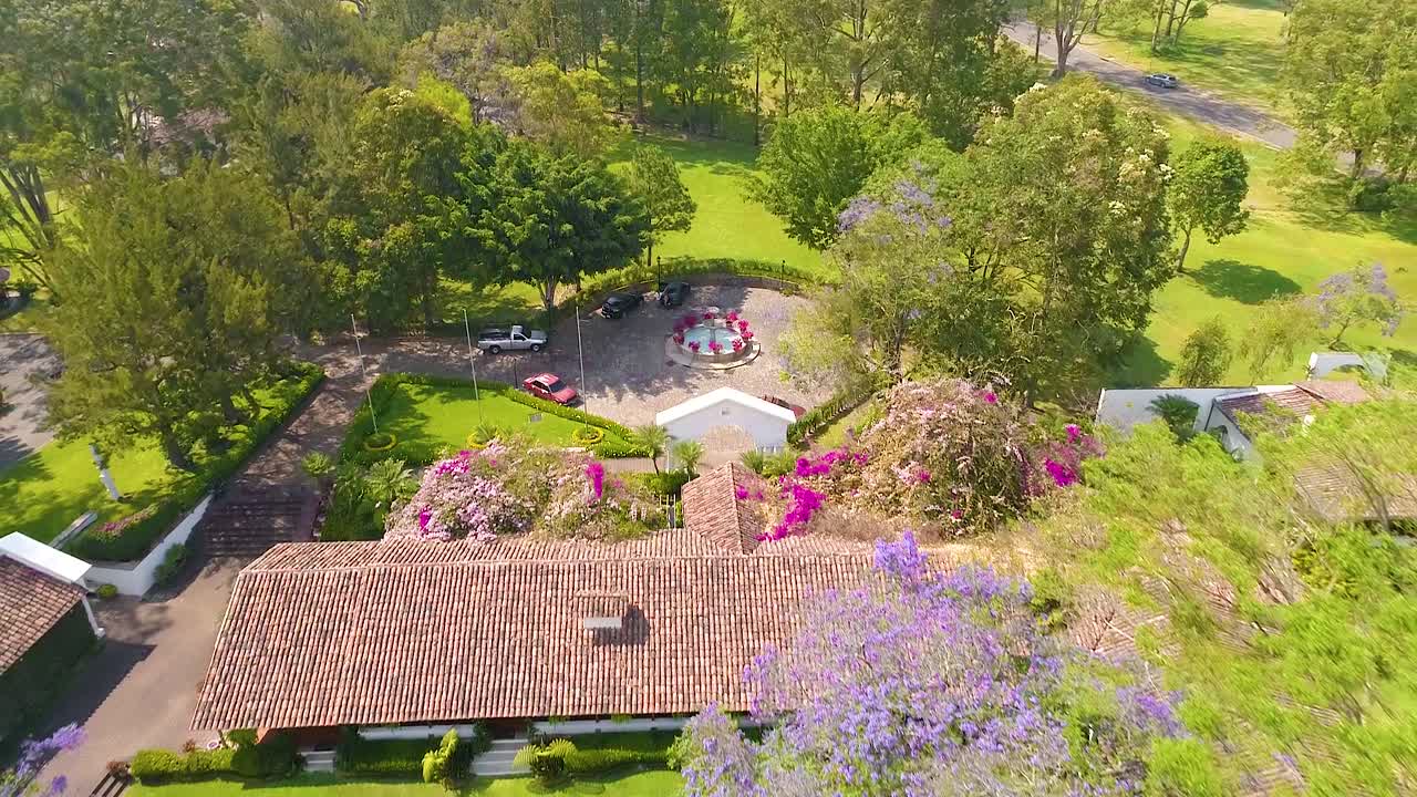 beautiful house, travel video with drone. green guatemala