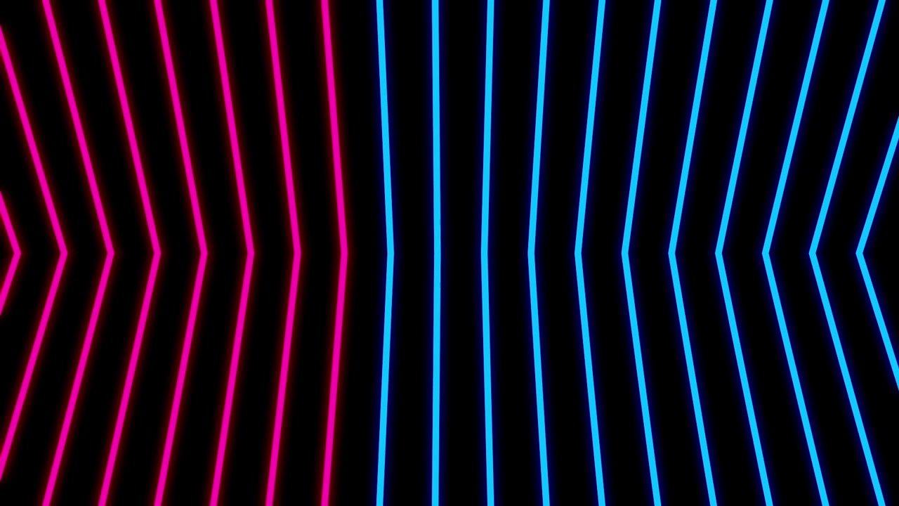 Dynamiske neonlinjer som beveger seg i abstrakt chevron-mønster