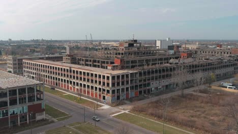 aerial view of the dilapidated packard automotive plant in detroit, michigan