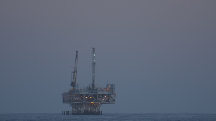 An off-shore oil rig in the Pacific