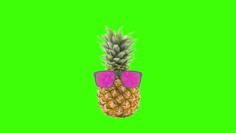 pineapple dancing with pink glasses green box background for beach party