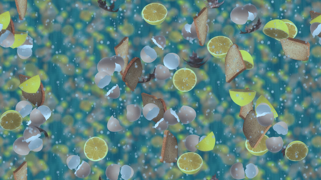 생태 재활용 바다 쓰레기 녹색 루프 타일 배경 회전