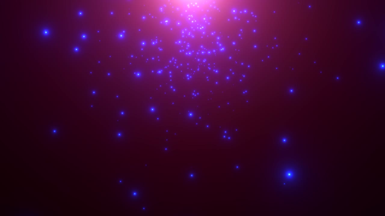 pequeñas partículas azules y estrellas en fondo oscuro