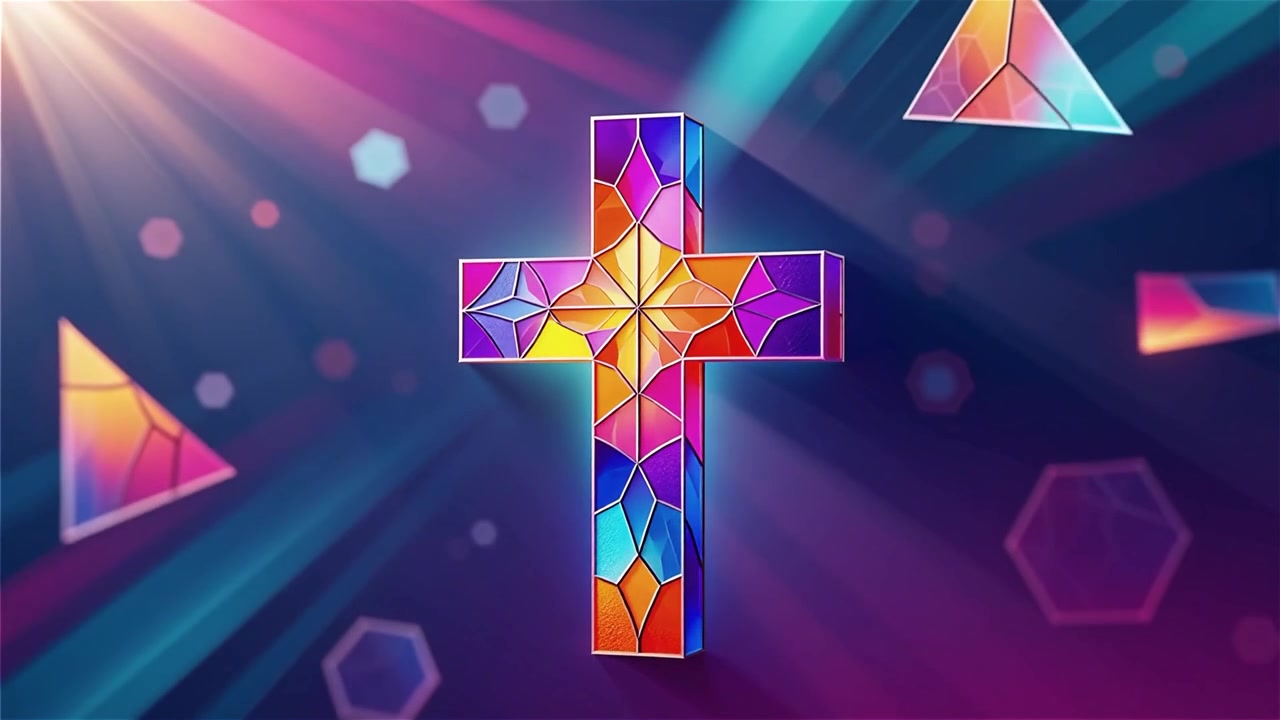 Cruz Cristiana con Luz Celestial, Fondo para Adoración.