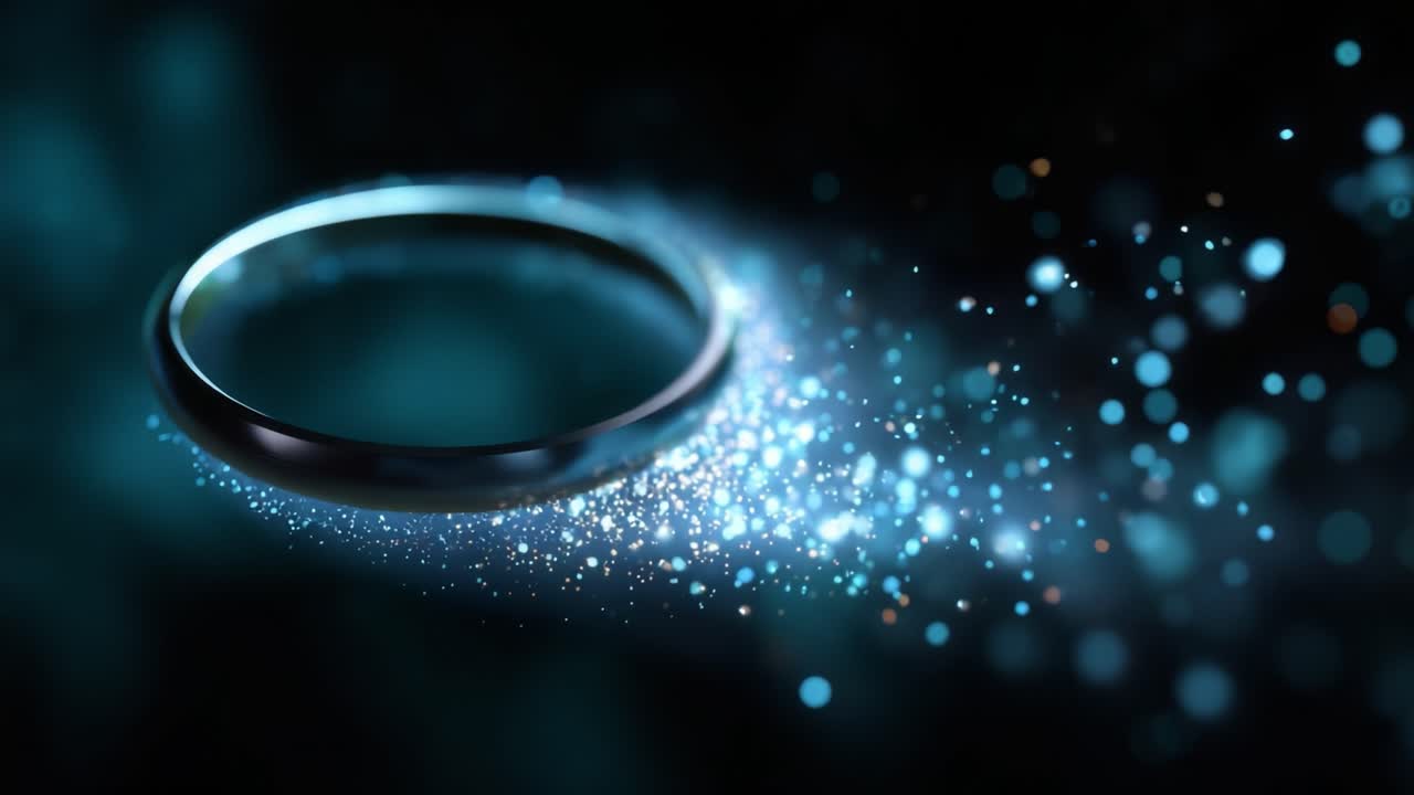 En majestætisk ring omgivet af en magisk hvirvel af funklende lys: Indfang essensen af elegance og skønhed i en fantastisk visuel repræsentation
