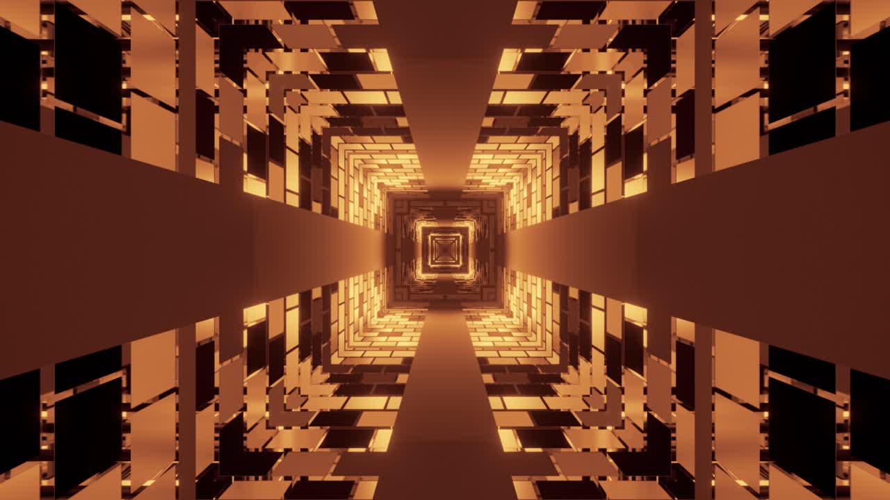 square shaped bronze, orange colored tunnel