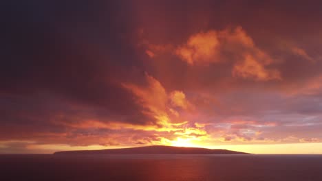 amazing aerial view of molokini crater and the sacred hawaiian island of kaho'olawe off the coast of maui in hawai'i