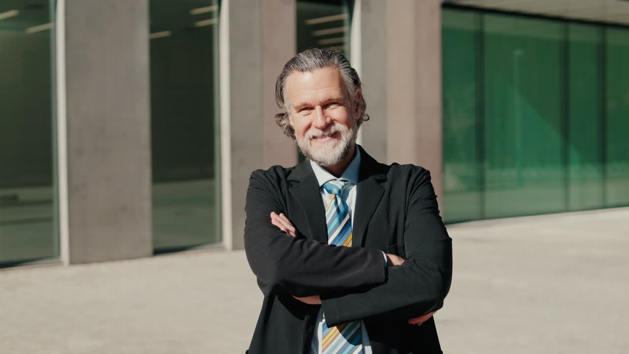 Confident Businessman Smiling Outside Office